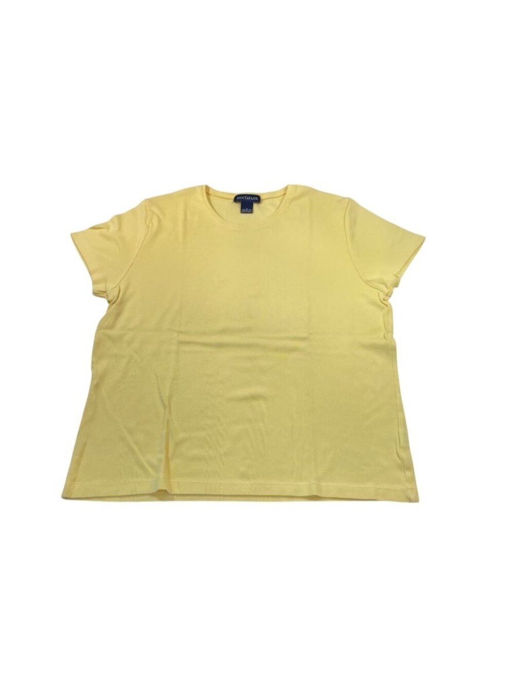 Vintage Y2K Ann Taylor Cotton Knit T Shirt L Yellow Preppy Minimalist Old Money